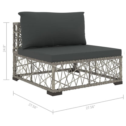 6 Piece Patio Lounge Set with Cushions Poly Rattan Gray