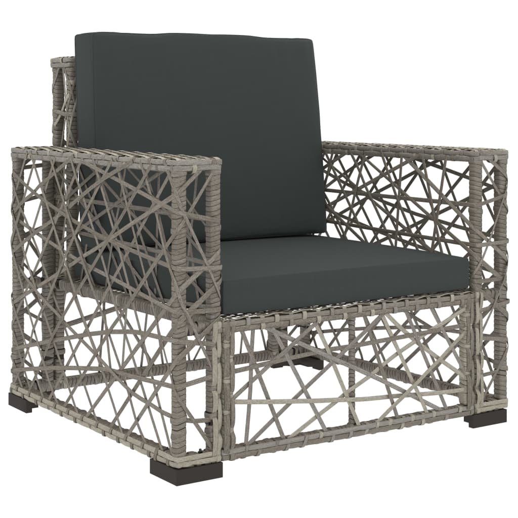 6 Piece Patio Lounge Set with Cushions Poly Rattan Gray