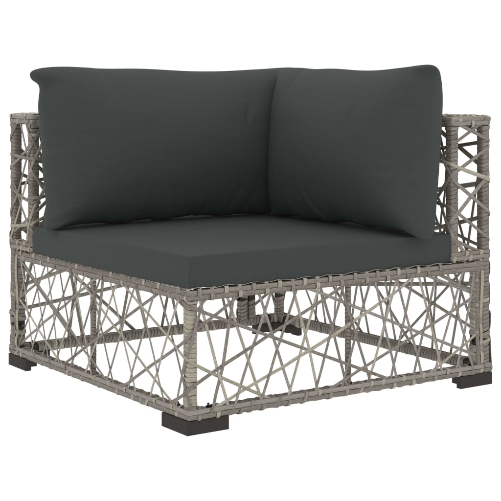 6 Piece Patio Lounge Set with Cushions Poly Rattan Gray