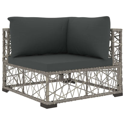 6 Piece Patio Lounge Set with Cushions Poly Rattan Gray