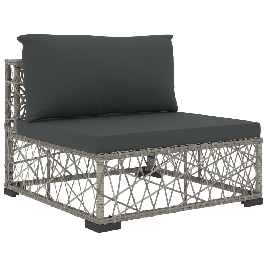 6 Piece Patio Lounge Set with Cushions Poly Rattan Gray