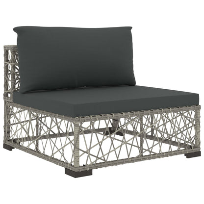 6 Piece Patio Lounge Set with Cushions Poly Rattan Gray