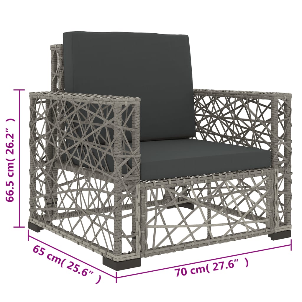 6 Piece Patio Lounge Set with Cushions Poly Rattan Gray