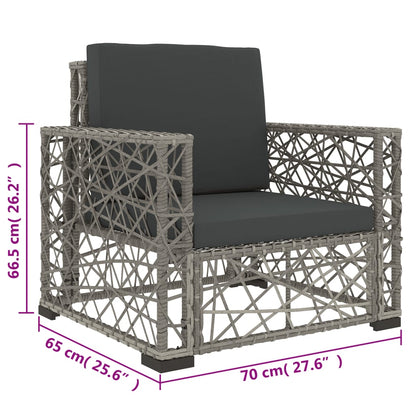 6 Piece Patio Lounge Set with Cushions Poly Rattan Gray