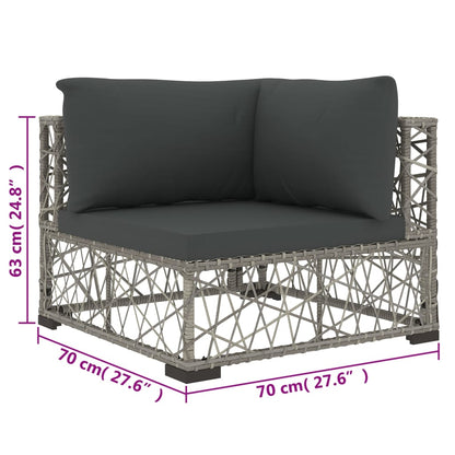 6 Piece Patio Lounge Set with Cushions Poly Rattan Gray