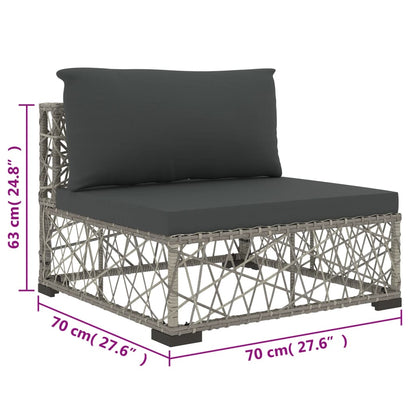6 Piece Patio Lounge Set with Cushions Poly Rattan Gray