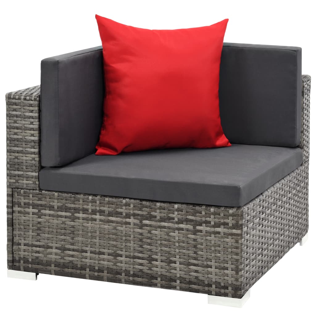 7 Piece Patio Lounge Set with Cushions Poly Rattan Gray