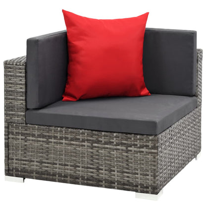 7 Piece Patio Lounge Set with Cushions Poly Rattan Gray