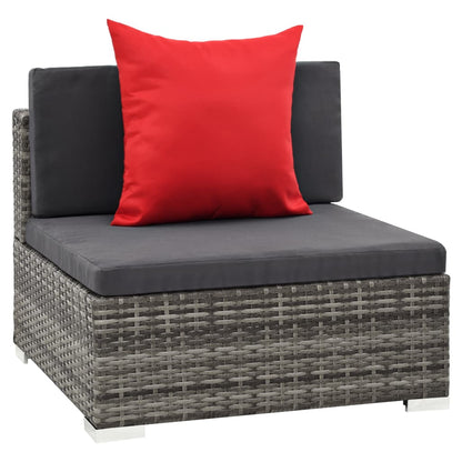 7 Piece Patio Lounge Set with Cushions Poly Rattan Gray
