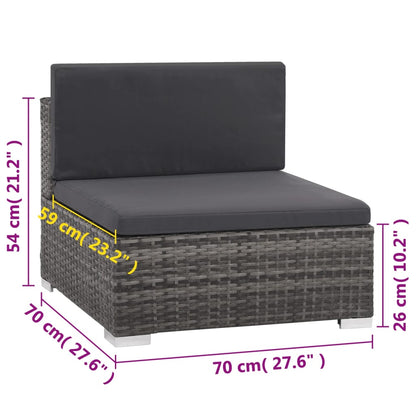 6 Piece Patio Lounge Set with Cushions Poly Rattan Gray