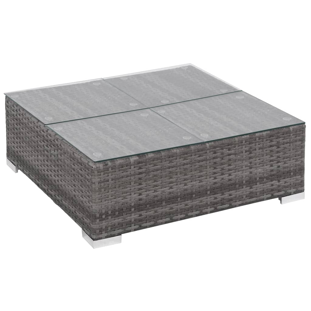 6 Piece Patio Lounge Set with Cushions Poly Rattan Gray