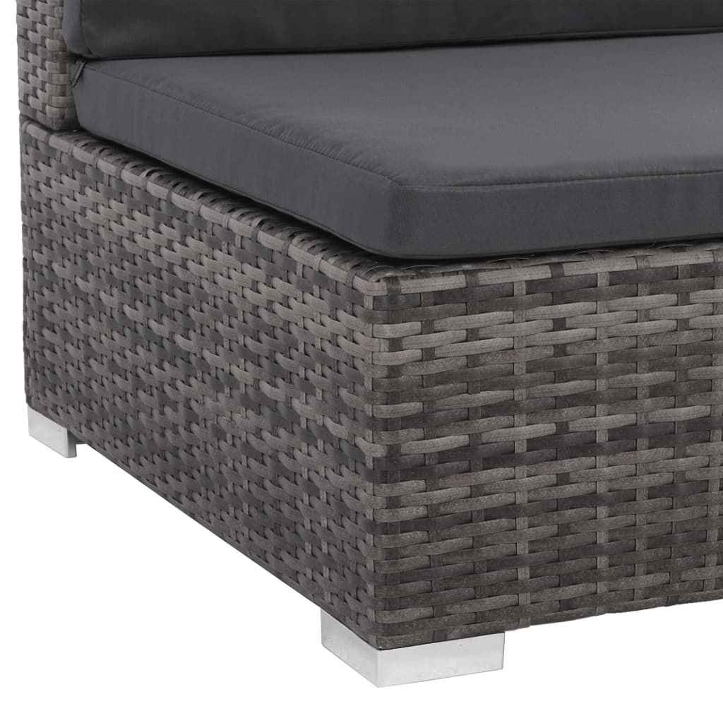 6 Piece Patio Lounge Set with Cushions Poly Rattan Gray