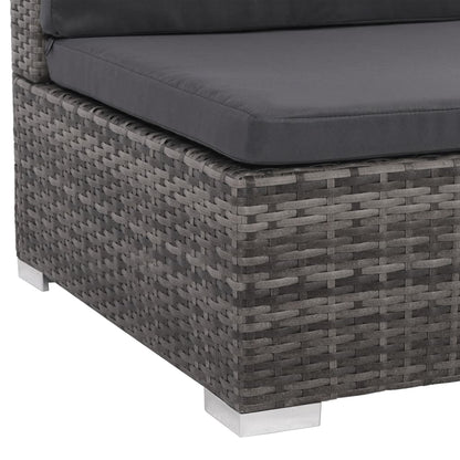 6 Piece Patio Lounge Set with Cushions Poly Rattan Gray