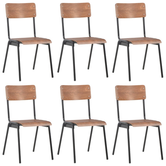 Dining Chairs 6 pcs Brown Plywood