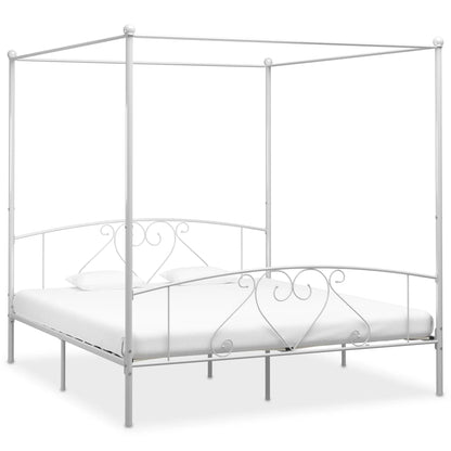 Bed Frame | White | Metal | 200x200cm Double | Classic/Traditional