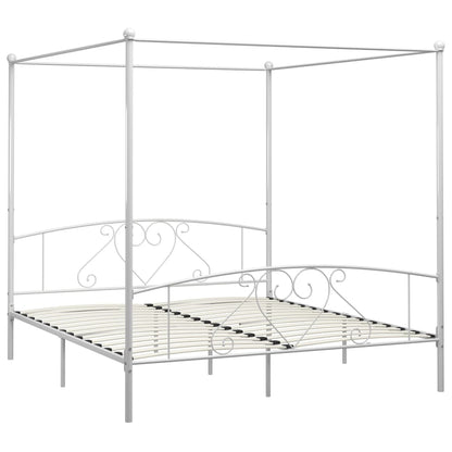 Bed Frame | White | Metal | 200x200cm Double | Classic/Traditional