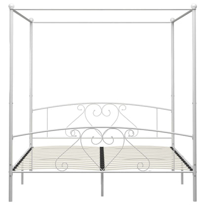 Bed Frame | White | Metal | 200x200cm Double | Classic/Traditional
