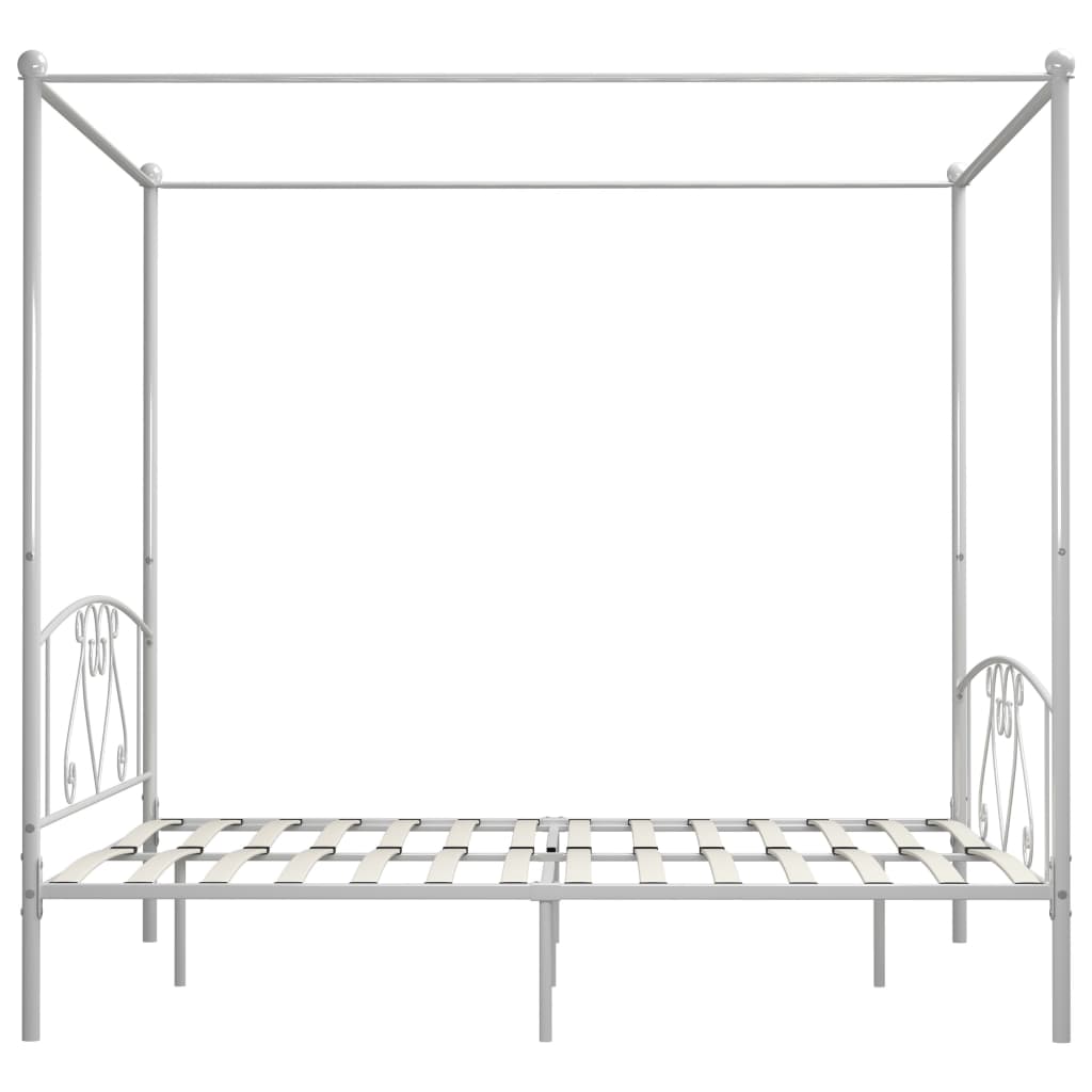 Bed Frame | White | Metal | 200x200cm Double | Classic/Traditional