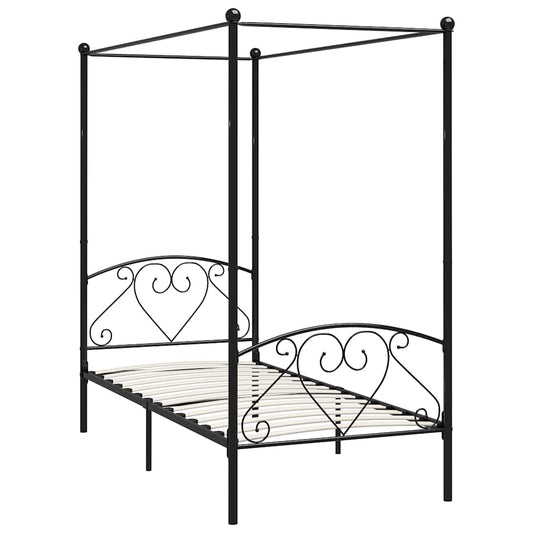 284435 vidaXL Canopy Bed Frame without Mattress Black Metal 120x200 cm