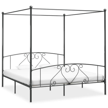 284446 vidaXL Canopy Bed Frame without Mattress Grey Metal 200x200 cm