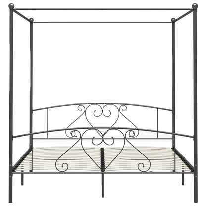 284446 vidaXL Canopy Bed Frame without Mattress Grey Metal 200x200 cm