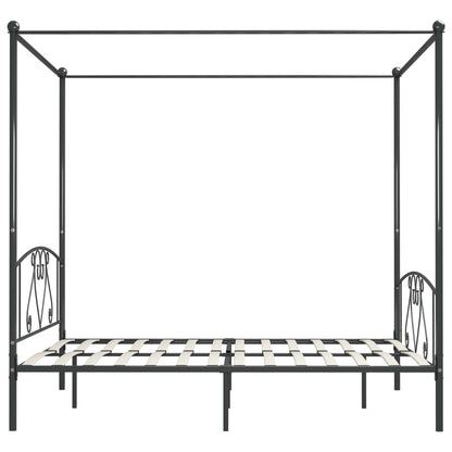 284446 vidaXL Canopy Bed Frame without Mattress Grey Metal 200x200 cm