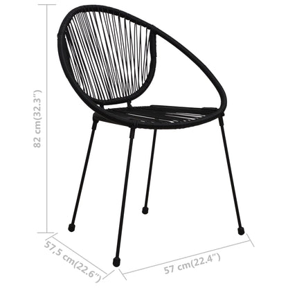 Garden Chair | Set of 2 | Black | PVC rattan, steel | Standard