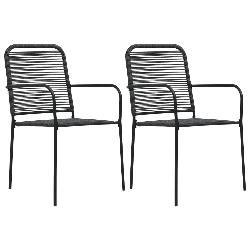 Outdoor Chair | Set of 2 | Black | Cotton rope, Powder-coated steel