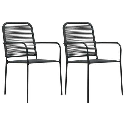 Outdoor Chair | Set of 2 | Black | Cotton rope, Powder-coated steel
