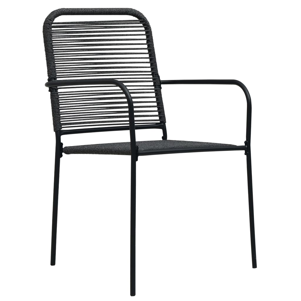 Outdoor Chair | Set of 2 | Black | Cotton rope, Powder-coated steel