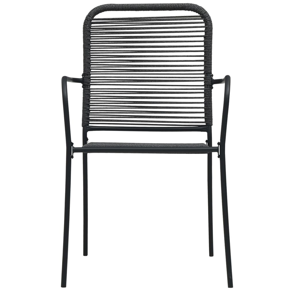 Outdoor Chair | Set of 2 | Black | Cotton rope, Powder-coated steel