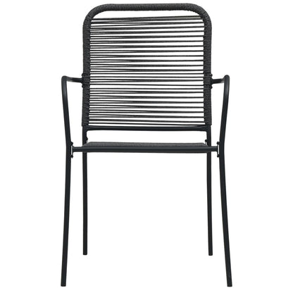 Outdoor Chair | Set of 2 | Black | Cotton rope, Powder-coated steel
