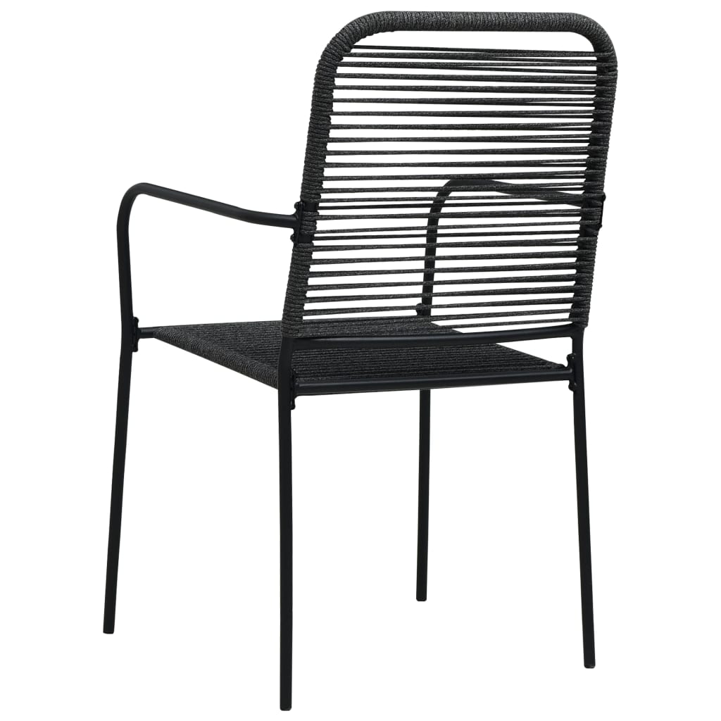 Outdoor Chair | Set of 2 | Black | Cotton rope, Powder-coated steel