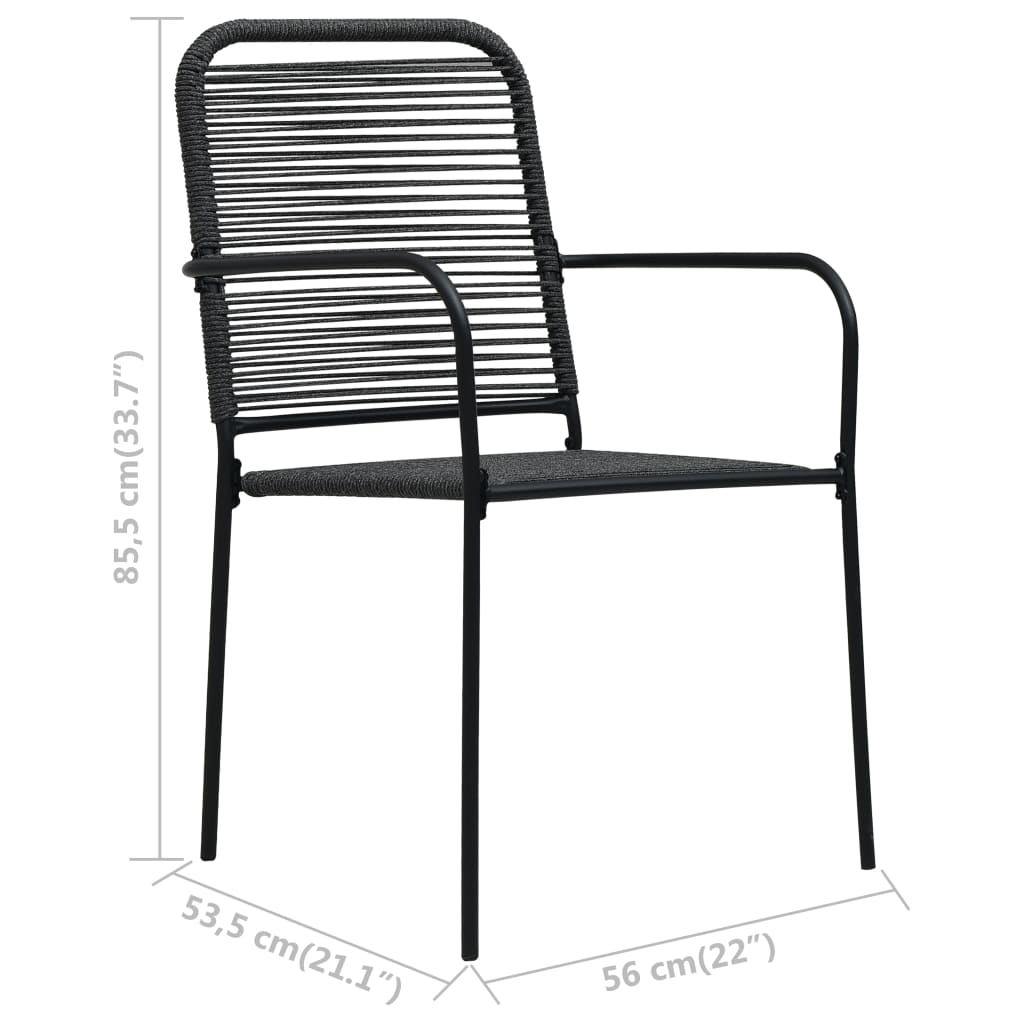 Outdoor Chair | Set of 2 | Black | Cotton rope, Powder-coated steel