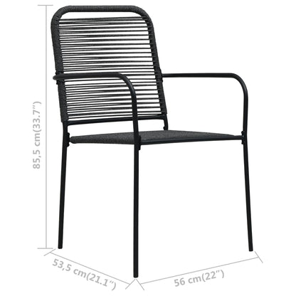 Outdoor Chair | Set of 2 | Black | Cotton rope, Powder-coated steel