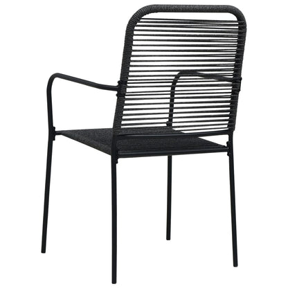 5 Piece Patio Dining Set Cotton Rope and Steel Black