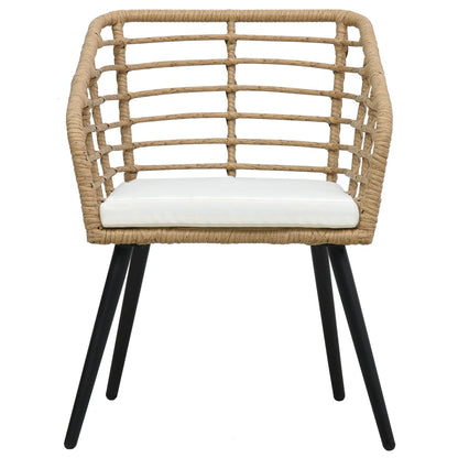 Patio Chairs with Cushions 2 pcs Poly Rattan Oak