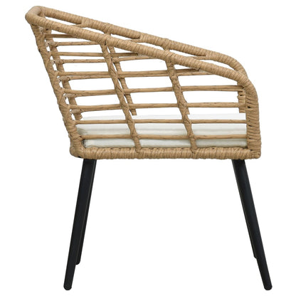 Patio Chairs with Cushions 2 pcs Poly Rattan Oak