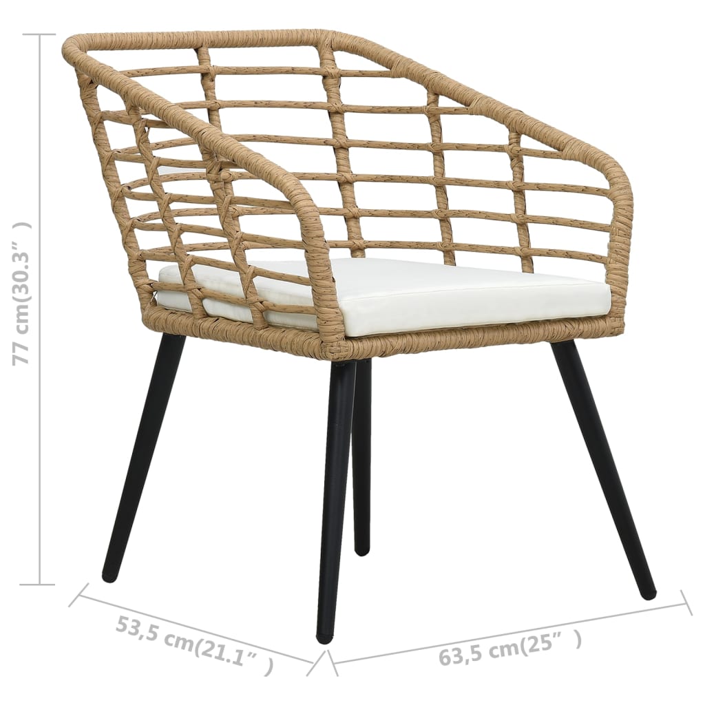 Patio Chairs with Cushions 2 pcs Poly Rattan Oak