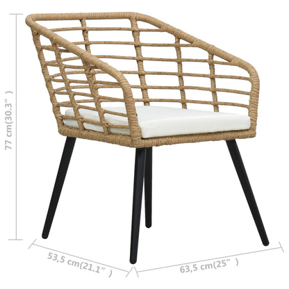 Patio Chairs with Cushions 2 pcs Poly Rattan Oak