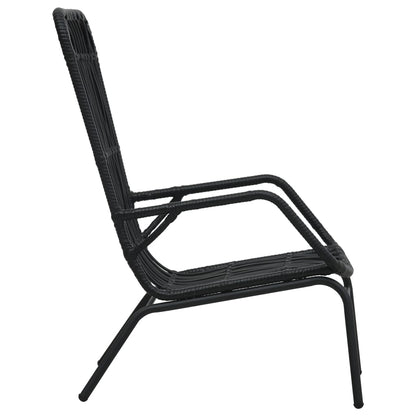 Garden Chair | Black | Poly Rattan, Powder-Coated Steel | Medium
