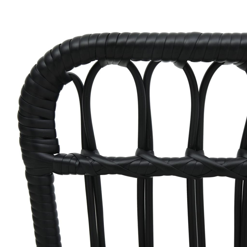 Garden Chair | Black | Poly Rattan, Powder-Coated Steel | Medium