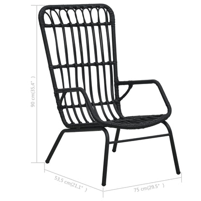 Garden Chair | Black | Poly Rattan, Powder-Coated Steel | Medium