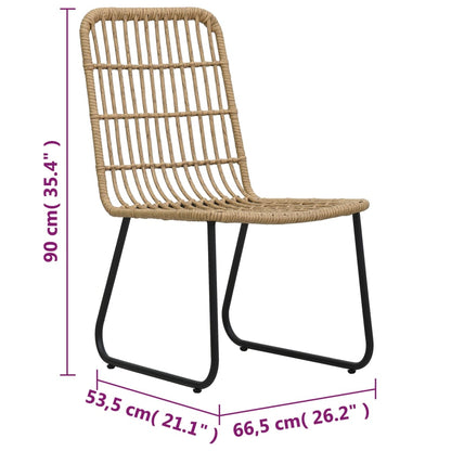 Garden Chair | Set of 2 | Oak and Black | PE Rattan | Standard | Tough