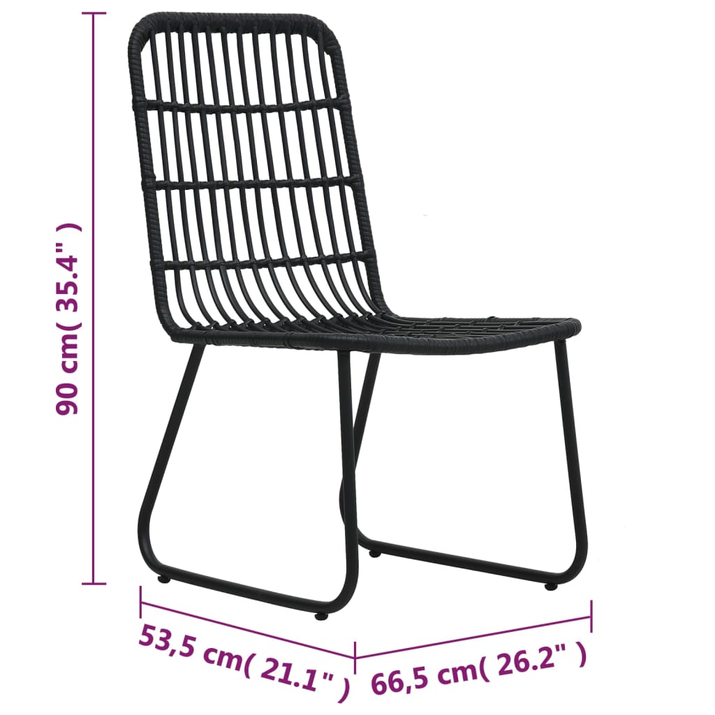 Patio Chairs 2 pcs Poly Rattan Black