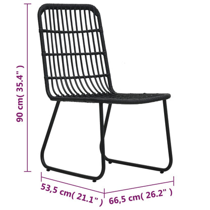 Patio Chairs 2 pcs Poly Rattan Black