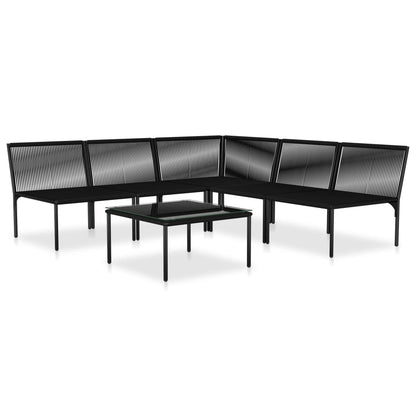 6 Piece Patio Lounge Set with Cushions Black PVC