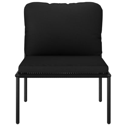 6 Piece Patio Lounge Set with Cushions Black PVC