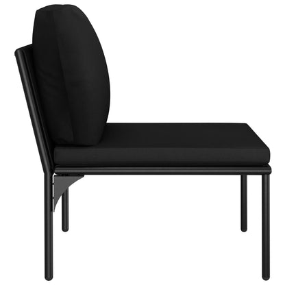 3 Piece Patio Lounge Set with Cushions Black PVC