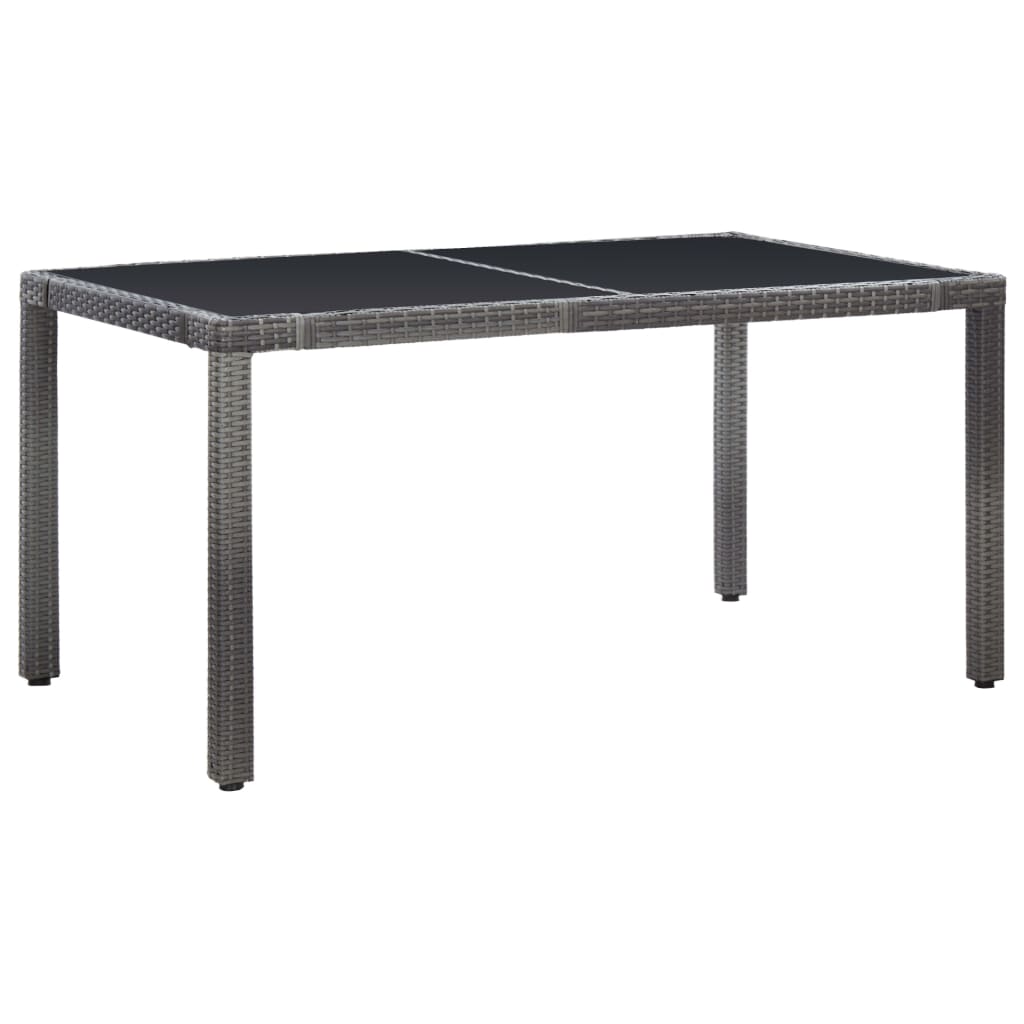 7 Piece Patio Dining Set Poly Rattan Gray